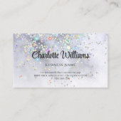 抽象芸術水色ブルーホログラフィックグリッター 名刺 (裏面)