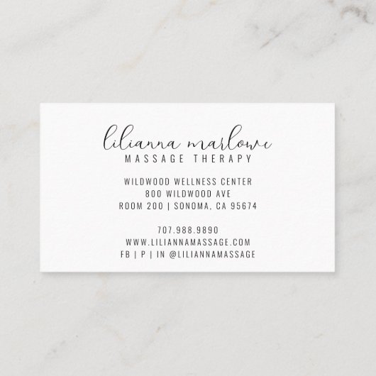 抽象芸術水色マッサージセラピー名刺 名刺 (裏面)