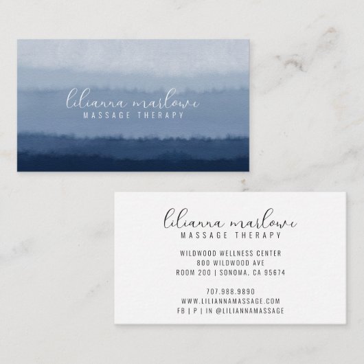 抽象芸術水色マッサージセラピー名刺 名刺 (正面/裏面)