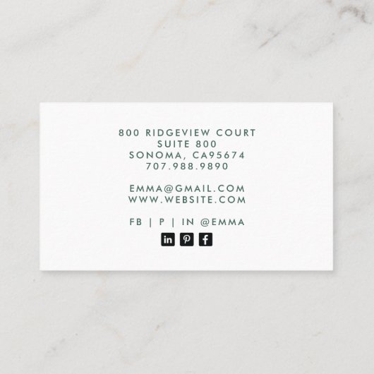 抽象芸術水色マッサージセラピー緑 名刺 (裏面)