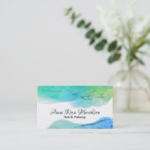 *~*抽象芸術水色モダン青アクア 名刺 (スタンド正面)