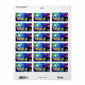 抽象芸術水色ラベル ラベル (フルシート)