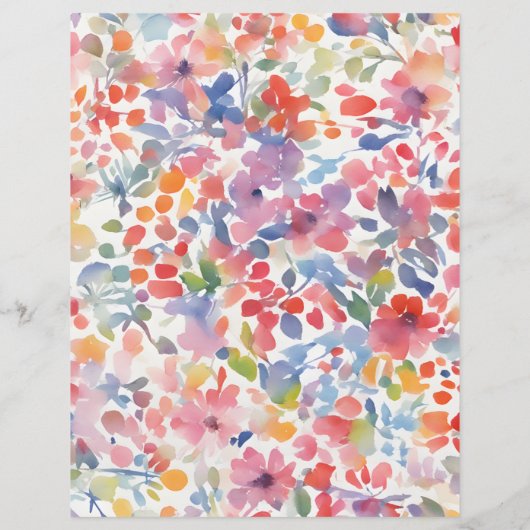 抽象芸術水色ルーズ花模様スクラップブック紙 (裏面)