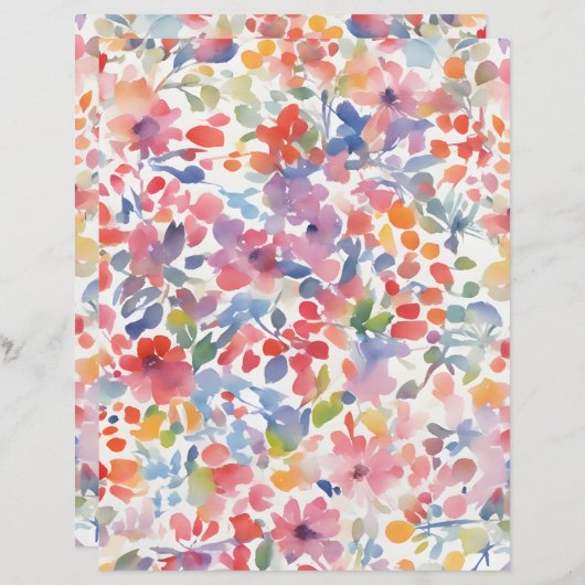 抽象芸術水色ルーズ花模様スクラップブック紙 (正面/裏面)