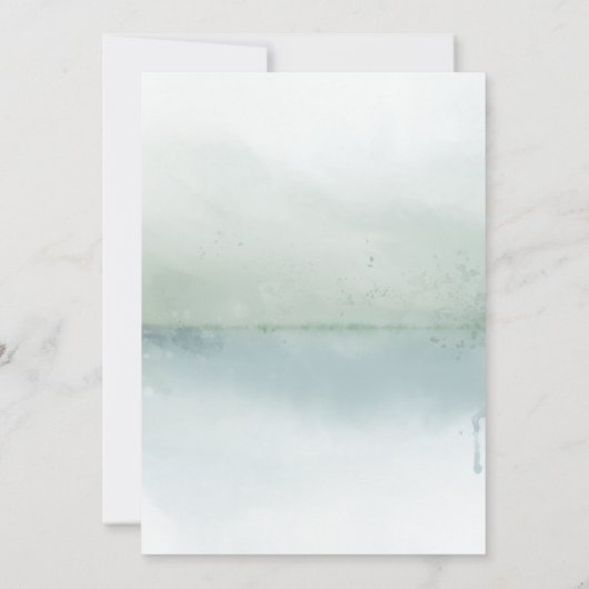 抽象芸術水色レイクマウンテン結婚ズインビタット 招待状 (裏面)