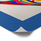 抽象芸術水色レインボーハート ポスター (角)