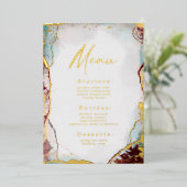 抽象芸術水色ワ結婚インのメ実在ニュー金ゴールド 箔招待状 (立ち正面)