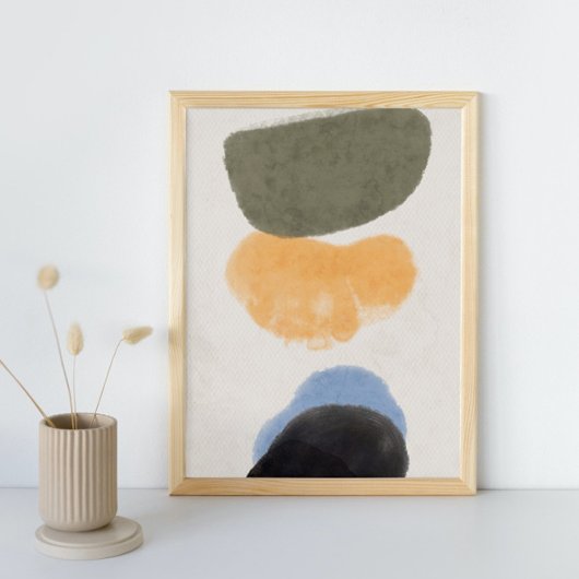 抽象芸術水色幾何学模様、抽象芸術ミニマル、 ポスター