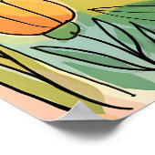 抽象芸術水色手描きフローライラストレーション ポスター (角)