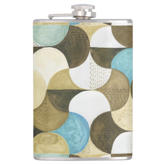 抽象芸術水色手描き フラスク (正面)