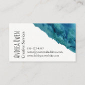 抽象芸術水色洗浄ブルーグリーンターコイズ 名刺 (裏面)