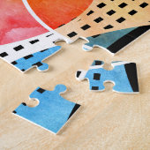 抽象芸術水色白黒パターン ジグソーパズル (側面)