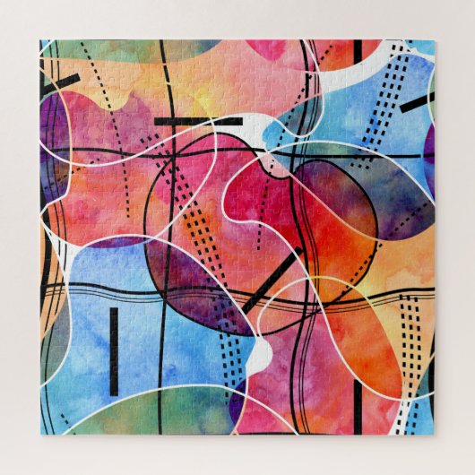 抽象芸術水色白黒パターン ジグソーパズル (縦)