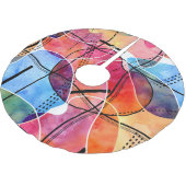 抽象芸術水色白黒パターン ブラッシュドポリエステルツリースカート (アングル)