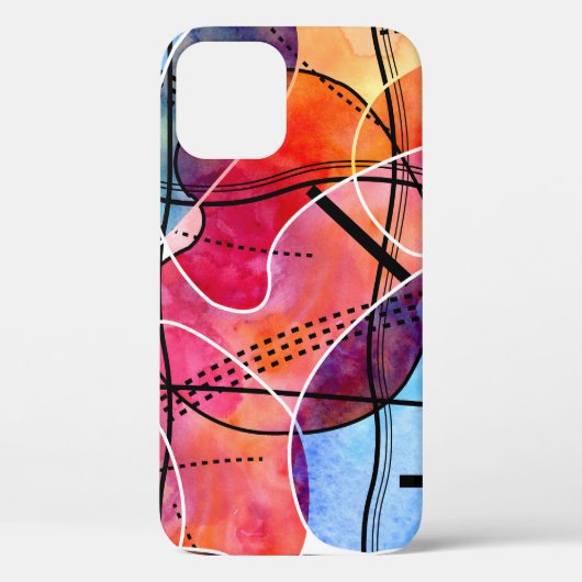 抽象芸術水色白黒パターン Case-Mate iPhoneケース (裏面)