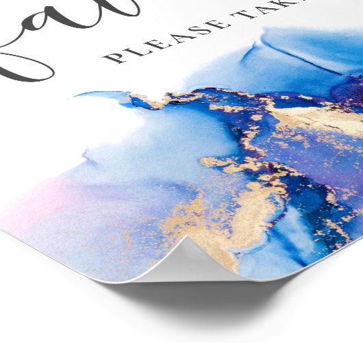 抽象芸術水色結婚式の引き出物記号の編集可能 ポスター (角)