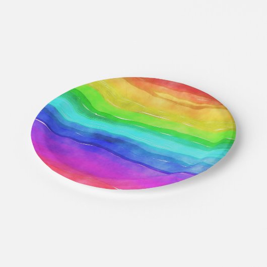 抽象芸術水色絵を描ストライプ ペーパープレート (アングル)