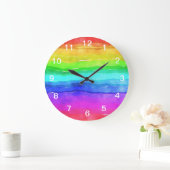 抽象芸術水色絵を描ストライプ ラージ壁時計 (ホーム)