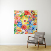 抽象芸術水色絵を描手背景(m) タペストリー (インサイチュ(横))