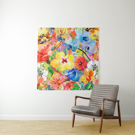 抽象芸術水色絵を描手背景(m) タペストリー (インサイチュ)