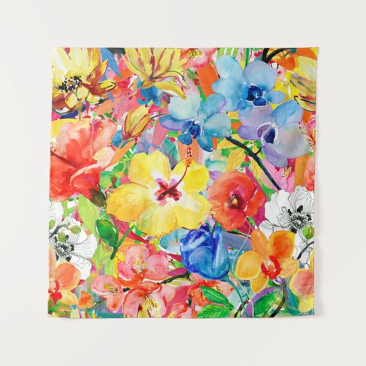 抽象芸術水色絵を描手背景(m) タペストリー (正面)