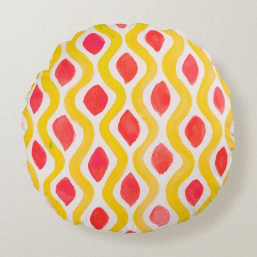 抽象芸術水色背景 ラウンドクッション (正面)