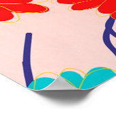 抽象芸術水色背景(花デザイン) ポスター (角)