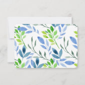 抽象芸術水色葉のRSVP 招待状 (裏面)
