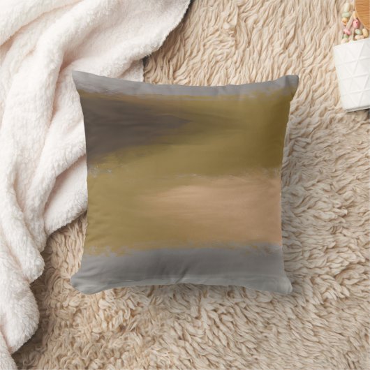 抽象芸術水色金ゴールドグレー絵を描パターン クッション (ブランケット)