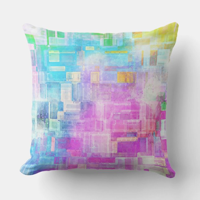 抽象芸術水色 アウトドアクッション (正面)