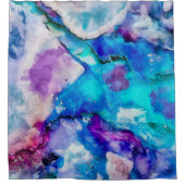 抽象芸術水色 シャワーカーテン (正面)