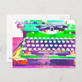 抽象芸術水色 – ヴィンテージタイプライター ポストカード (正面/裏面)