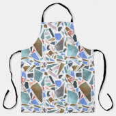 抽象芸術水色:手書きの白い背景。 エプロン (正面)