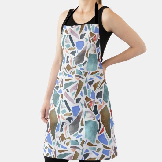 抽象芸術水色:手書きの白い背景。 エプロン (インサイチュ)
