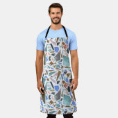 抽象芸術水色:手書きの白い背景。 エプロン (着用した状態)