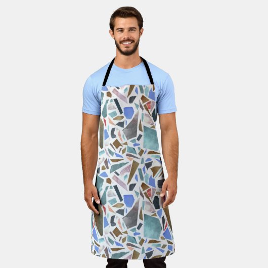 抽象芸術水色:手書きの白い背景。 エプロン (着用した状態)
