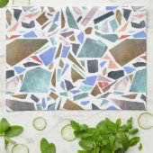 抽象芸術水色:手書きの白い背景。 キッチンタオル (折り畳み)