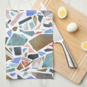 抽象芸術水色:手書きの白い背景。 キッチンタオル (四つ折り)