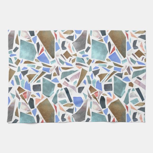 抽象芸術水色:手書きの白い背景。 キッチンタオル (横)