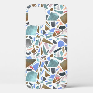 抽象芸術水色:手書きの白い背景。 iPhone 12ケース
