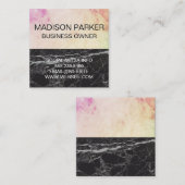 抽象芸術水色 |黒い大理石 スクエア名刺 (正面/裏面)