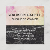 抽象芸術水色 |黒い大理石 スクエア名刺 (正面)