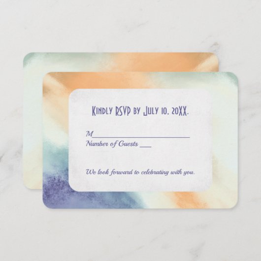抽象芸術水色RSVP 招待状 (正面/裏面)
