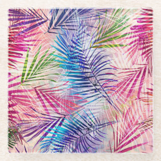 抽象芸術水葉色Allover Pattern ガラスコースター
