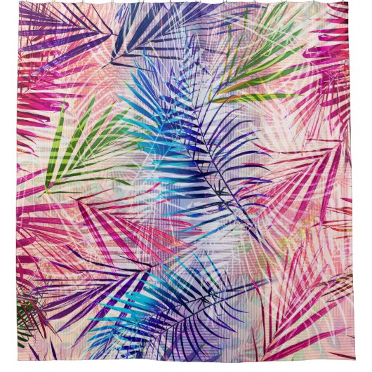抽象芸術水葉色Allover Pattern シャワーカーテン (正面)