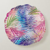 抽象芸術水葉色Allover Pattern ラウンドクッション (裏面)