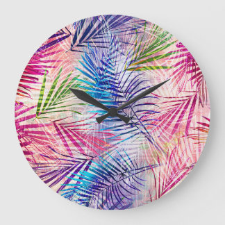抽象芸術水葉色Allover Pattern ラージ壁時計