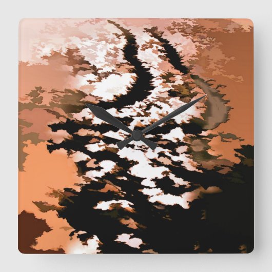 抽象芸術水 スクエア壁時計 (正面)