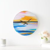抽象芸術油の質感、夕日絵画の海。 ラージ壁時計 (ホーム)