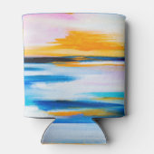 抽象芸術油の質感、夕日絵画の海。 缶クーラー (裏面)